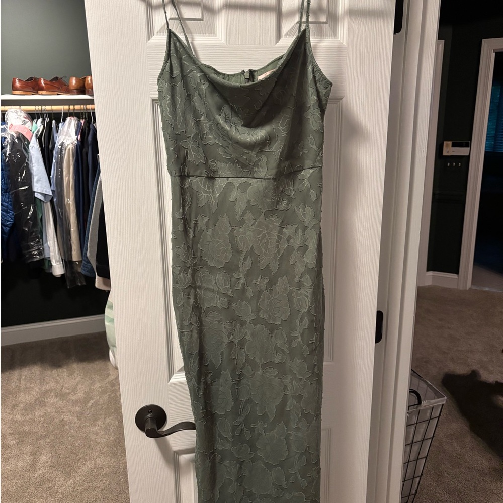 Anthropology Hutch Green Floral Slip Dress